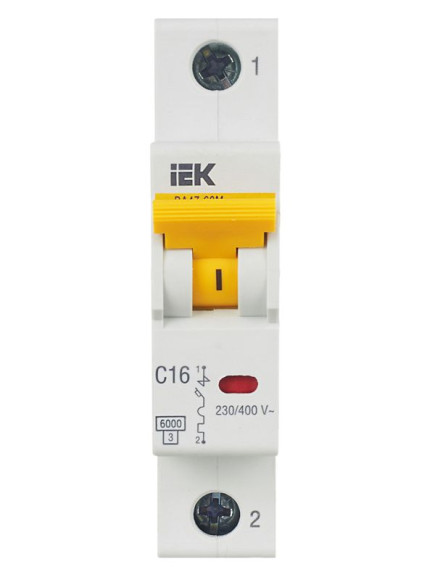 IEK KARAT Автоматический выключатель ВА47-60M 1P C 16А 6кА IEK, MVA31-1-016-C