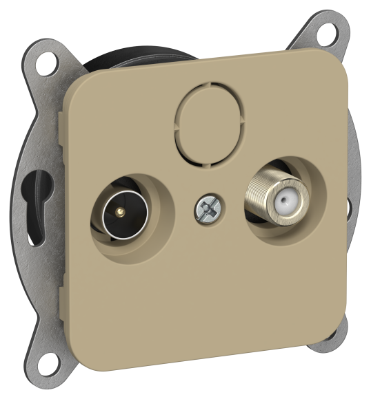IEK FLITE Розетка 2-местная TV+SAT экранированная оконечная РТВс-2-1-1-ФлХ хаки IEK, FI-AF23-O-K59