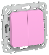 FLITE Выключатель 2-клавишный кнопочный проходной 10А ВС62-2-0-ФлПр пурпурный IEK, FI-V28-0-10-1-K99