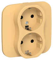 FLITE Розетка 2-местная с заземлением без защитных шторок безвинтовое крепление 16А РС12-1-А-ФлЗ золотарник IEK, FI-R21A-16-1-K90
