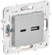 SKANDY Розетка USB A+C 18Вт SK-R13S серебряный , SK-U22-018-K23 SKANDY Розетка USB A+C 18Вт SK-R13S серебряный , SK-U22-018-K23