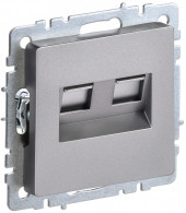 BRITE Розетка компьютерная двойная RJ45 кат.5E РК10-2-БрС сталь IEK, BR-K20-1-K46