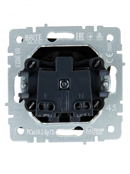 IEK BRITE Розетка 1-местная без заземления с защитными шторками 10А РСш10-2-БрТБ темная бронза , BR-R13-10-K45