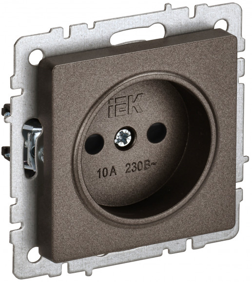 IEK BRITE Розетка 1-местная без заземления с защитными шторками 10А РСш10-2-БрТБ темная бронза IEK, BR-R13-10-K45