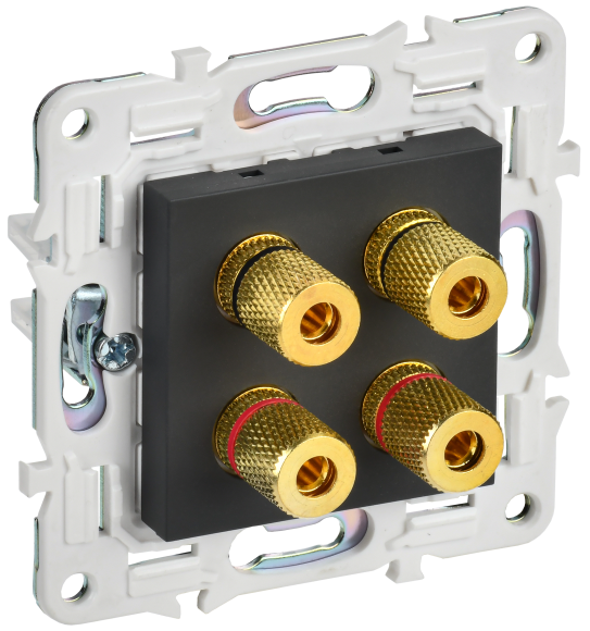 IEK SKANDY Аудиорозетка 4-местная SK-A01G графит , SK-S40-K53