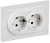 IEK BRITE Розетка 2-местная с заземлением с защитными шторками 16А в сборе РСш12-3-БрАБ арктический белый , BR-R24-16-K91-F