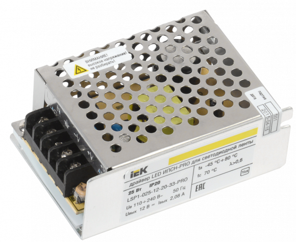 IEK Драйвер LED ИПСН-PRO 25Вт 12 В блок - клеммы IP20 IEK, LSP1-025-12-20-33-PRO