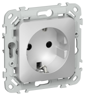 FLITE Розетка с заземлением с защитными шторками безвинтовое крепление 16А РСш11-1-ФлА алюминий IEK, FI-R14-16-1-K47