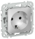 IEK FLITE Розетка с заземлением с защитными шторками безвинтовое крепление 16А РСш11-1-ФлА алюминий IEK, FI-R14-16-1-K47