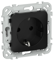FLITE Розетка с заземлением без защитных шторок 16А РС11-0-ФлЧ черный IEK, FI-R11-16-K02