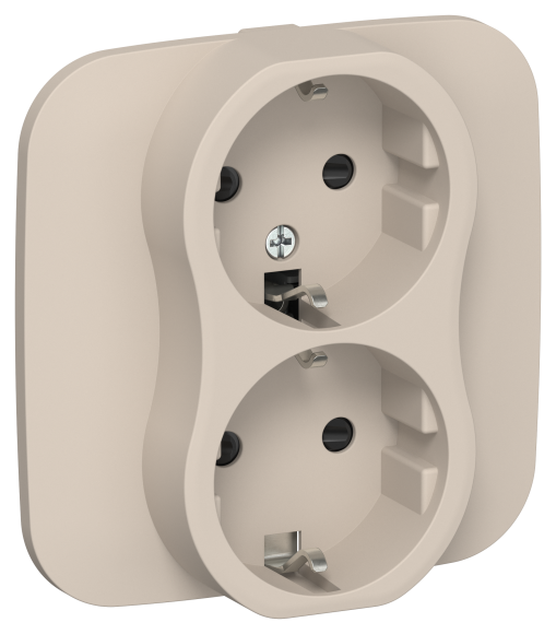 IEK FLITE Розетка 2-местная с заземлением с защитными шторками безвинтовое крепление 16А РСш12-1-А-ФлЛ льняной IEK, FI-R24A-16-1-K88