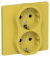 IEK FLITE Розетка 2-местная с заземлением без защитных шторок безвинтовое крепление 16А РС12-1-К-ФлЖК желтый карри IEK, FI-R21C-16-1-K44