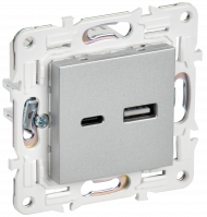 SKANDY Розетка USB A+C 3,1А SK-R14S серебряный , SK-U22-D31-K23