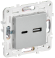 IEK SKANDY Розетка USB A+C 3,1А SK-R14S серебряный , SK-U22-D31-K23