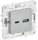 IEK SKANDY Розетка USB A+C 3,1А SK-R14S серебряный , SK-U22-D31-K23