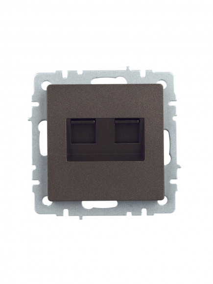 IEK BRITE Розетка компьютерная двойная RJ45 кат.5E РК10-2-БрТБ темная бронза , BR-K20-1-K45