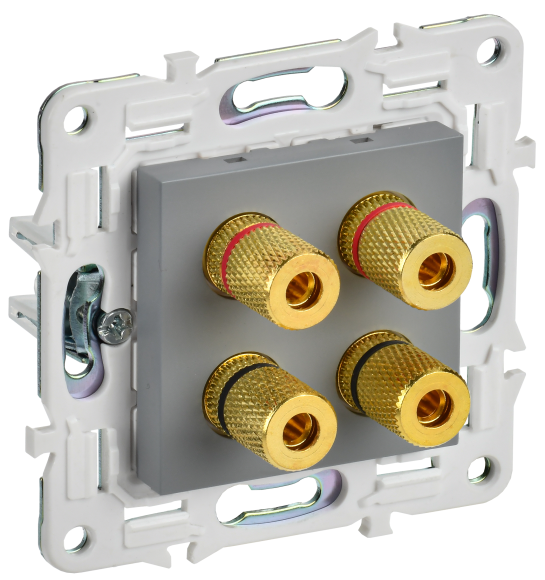 IEK SKANDY Аудиорозетка 4-местная SK-A01Gr серый , SK-S40-K03