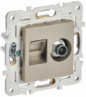 SKANDY Розетка двойная TV+RJ45 кат.6 SK-A15Sh шампань , SK-AK20-2-K37