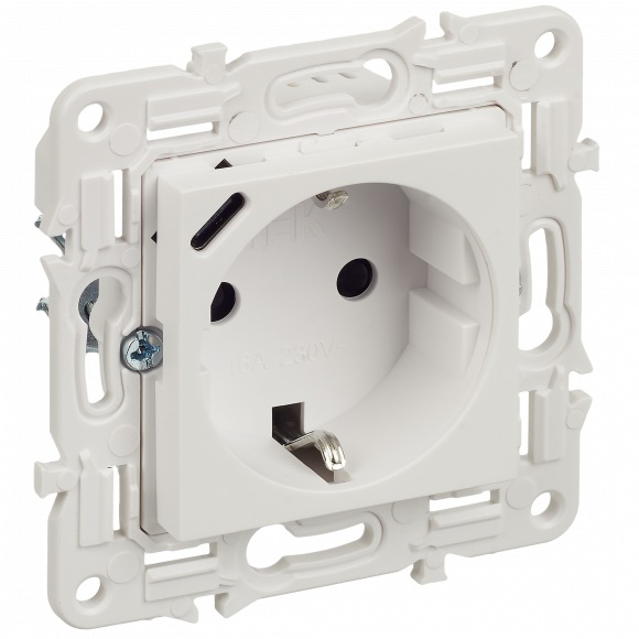 IEK SKANDY Розетка с заземлением с защитными шторками 16А с USB C 18Вт SK-R17W арктический белый IEK, SK-R14-16-U14-018-K01