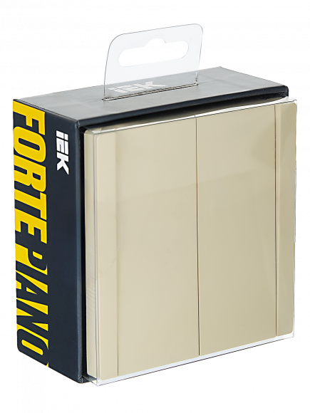 IEK FORTE&PIANO Выключатель 2-клавишный проходной 10А FP407 ваниль , FP-V22-0-10-1-K10