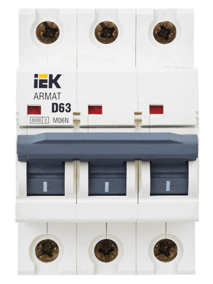 IEK ARMAT Автоматический выключатель M06N 3P D 63А IEK, AR-M06N-3-D063 IEK ARMAT Автоматический выключатель M06N 3P D 63А IEK, AR-M06N-3-D063