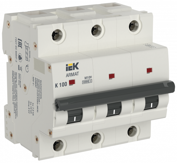 IEK ARMAT Автоматический выключатель M10H 3P K 100А IEK, AR-M10H-3-K100