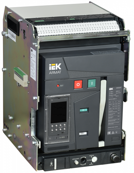 IEK ARMAT AR-A2N TD10 3P W HR/VR Выключатель автоматический воздушный 66кА расцепитель TD 1000А 3P выдвижной с аксессуарами ~220-240В: реле отключения, реле включения, моторный привод IEK, AR-ACB-3VA-066-1000A-TDCF