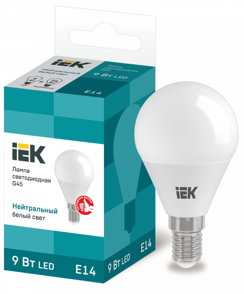 IEK Лампа светодиодная G45 шар 9Вт 230В 4000К E14 IEK, LLE-G45-9-230-40-E14