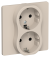 IEK FLITE Розетка 2-местная с заземлением без защитных шторок безвинтовое крепление 16А РС12-1-К-ФлЛ льняной IEK, FI-R21C-16-1-K88