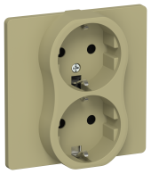 FLITE Розетка 2-местная с заземлением без защитных шторок безвинтовое крепление 16А РС12-1-К-ФлО оливковый IEK, FI-R21C-16-1-K26