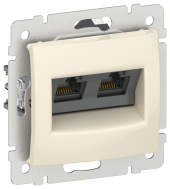 IEKVALENA Розетка компьютерная двойная RJ45 категория 5Е UTP 6956261 слоновая кость IEK