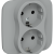 FLITE Розетка 2-местная с заземлением без защитных шторок безвинтовое крепление 16А РС12-1-А-ФлС серый IEK, FI-R21A-16-1-K03