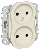 FLITE Розетка 2-местная без заземления без защитных шторок безвинтовое крепление 10А РС02-1-ФлСл сливочный IEK, FI-R20-10-1-K86