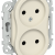FLITE Розетка 2-местная без заземления без защитных шторок безвинтовое крепление 10А РС02-1-ФлСл сливочный IEK, FI-R20-10-1-K86