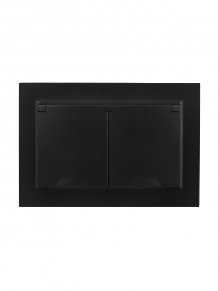 IEK BRITE Розетка 2-местная с заземлением с защитными шторками и крышкой 16А в сборе IP44 РСбш12-3-44-БрЧ черный , BR-R26-16-44-K02-F