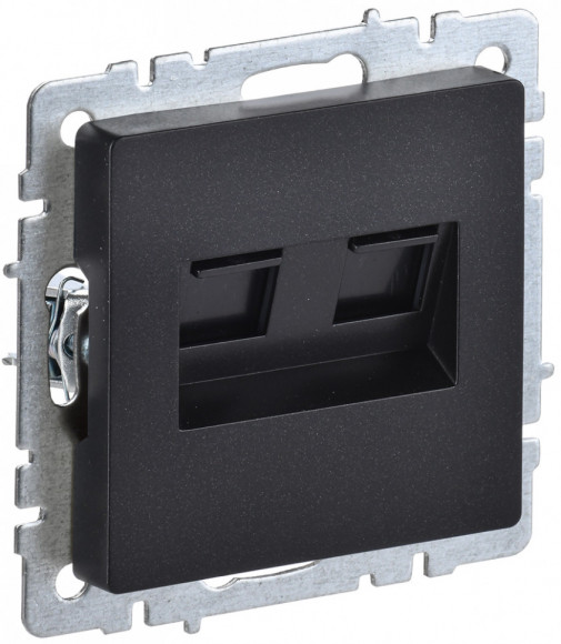 IEK BRITE Розетка компьютерная двойная RJ45 кат.5E РК10-2-БрЧ черный IEK, BR-K20-1-K02