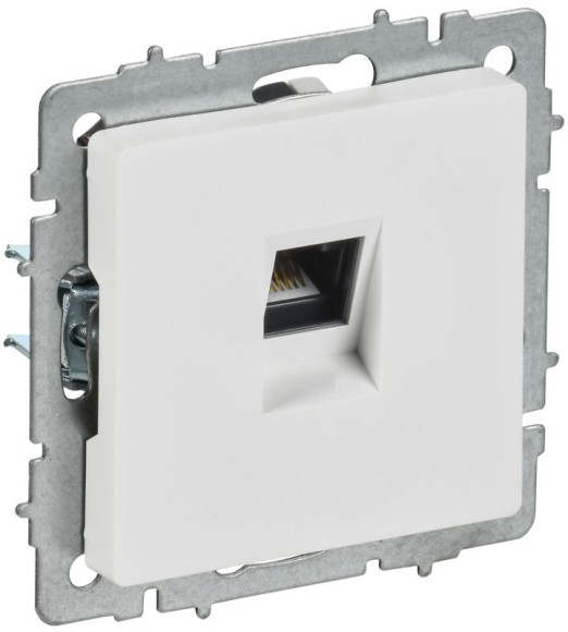 IEK BRITE Розетка компьютерная RJ45 кат.5E РК10-БрАБ арктический белый IEK, BR-K10-1-K91