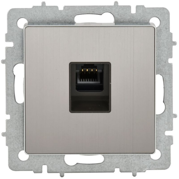 IEK BRITE Розетка компьютерная RJ45 кат.5E РК10-БрГН металл хром/никель IEK, BR-K10-1-M-K23