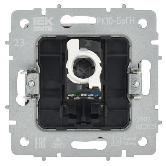 IEK BRITE Розетка компьютерная RJ45 кат.5E РК10-БрГН металл хром/никель IEK, BR-K10-1-M-K23