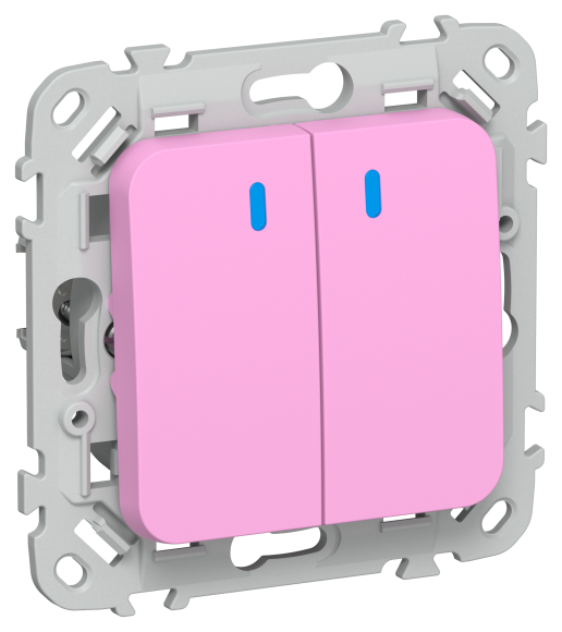 IEK FLITE Выключатель 2-клавишный проходной с индикацией 10А ВС62-1-1-ФлПр пурпурный IEK, FI-V22-1-10-1-K99