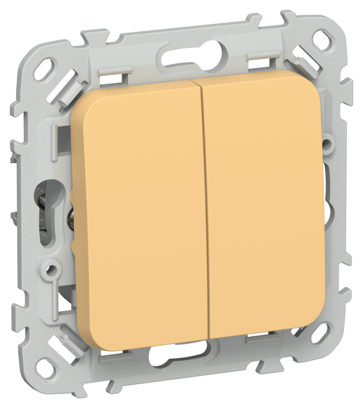 IEK FLITE Выключатель 2-клавишный проходной 10А ВС62-1-0-ФлЗ золотарник IEK, FI-V22-0-10-1-K90