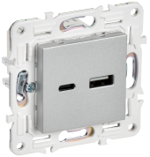 SKANDY Розетка USB A+A 3,1А SK-R15S серебряный , SK-U21-D31-K23 SKANDY Розетка USB A+A 3,1А SK-R15S серебряный , SK-U21-D31-K23