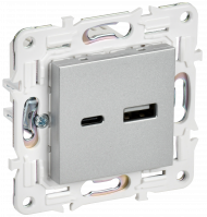 SKANDY Розетка USB A+A 3,1А SK-R15S серебряный , SK-U21-D31-K23