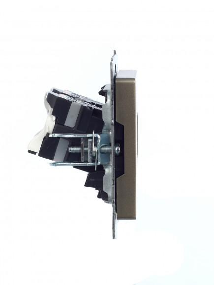 IEK BRITE Розетка компьютерная двойная RJ45 кат.5E РК10-2-БрШ шампань , BR-K20-1-K37