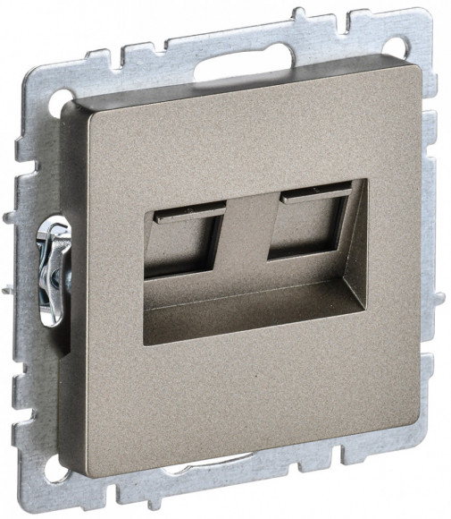 IEK BRITE Розетка компьютерная двойная RJ45 кат.5E РК10-2-БрШ шампань IEK, BR-K20-1-K37