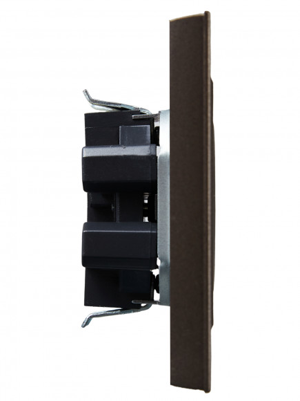 IEK BRITE Розетка 2-местная без заземления с защитными шторками 10А в сборе РСш12-2-БрТБ темная бронза , BR-R23-10-K45-F