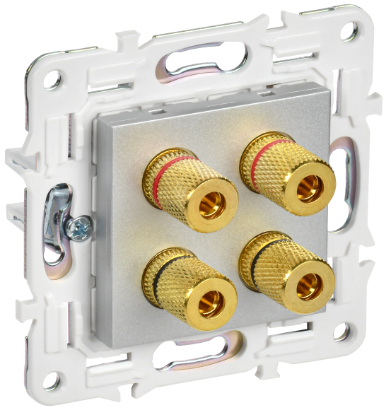 IEK SKANDY Аудиорозетка 4-местная SK-A01S серебряный , SK-S40-K23