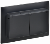 SKANDY Розетка 2-местная и крышкой 16А в сборе IP44 SK-R12Bl черный , SK-R26-16-44-K02-F