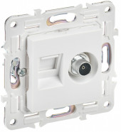 SKANDY Розетка двойная TV+RJ45 кат.6 SK-A15W арктический белый , SK-AK20-2-K01