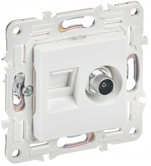 IEK SKANDY Розетка двойная TV+RJ45 кат.6 SK-A15W арктический белый IEK, SK-AK20-2-K01